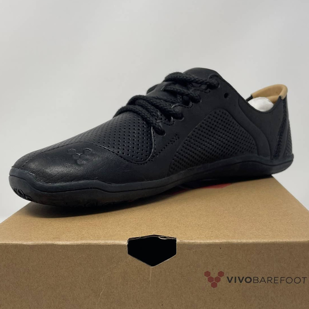 NWB Vivo Barefoot Primus Lux Sneakers Womens 5.5 Black Leather Lace Up Running